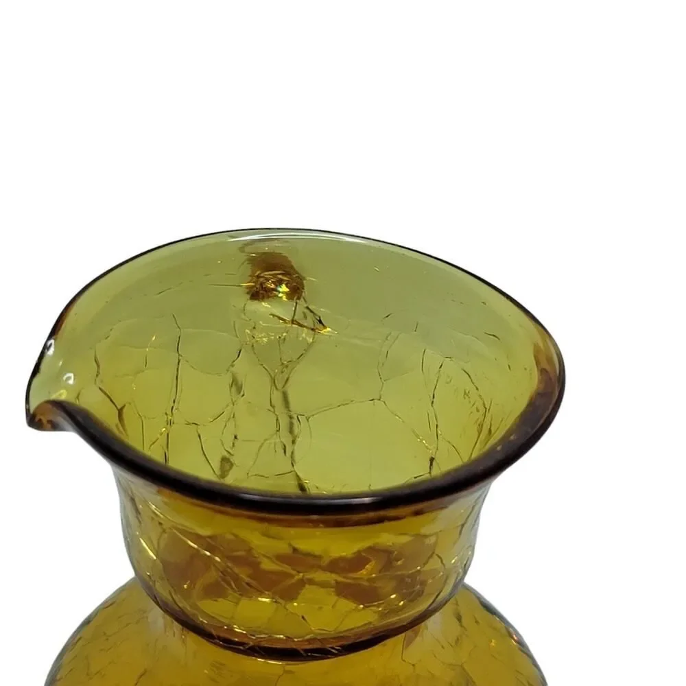 Vintage Amber Gold Crackle‎ Glass Creamer Pitcher Jug 3